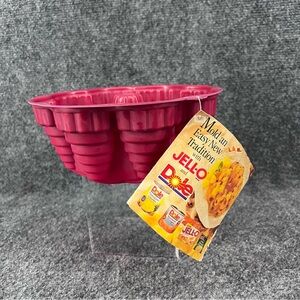 JELLO Mold Red Plastic 8” Ring Holiday Gelatin Fruit Salad W/Recipe Nostalgia